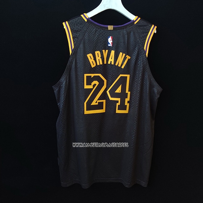 Kobe Bryant NO 24 Camiseta Los Angeles Lakers Black Mamba Autentico Negro